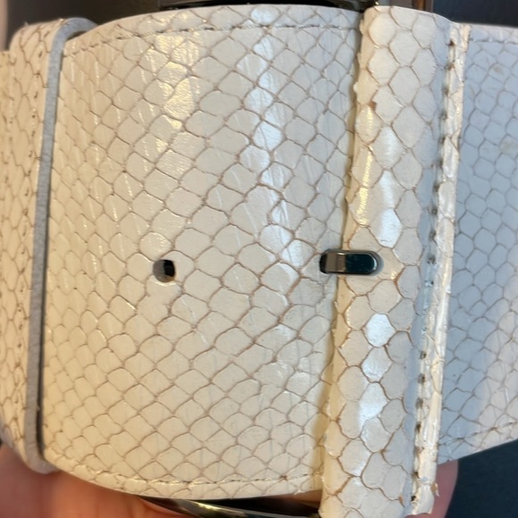 Express Leather White Snakeskin Look Wide Belt with Elastic Back size XS - Picture 8 of 11
